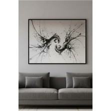 Safir Design Modern Soyut El Figürlü Siyah Beyaz Çerçeveli Tablo