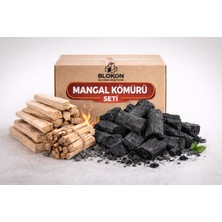 Blokon 10 kg Meşe Odunu Mangal Kömürü Seti (Kömür/tutuşturmalık Odun ve Çıra)