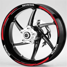 Mrt Teknik Yeni Özel  Motosiklet Jant Şeridi Honda Beyaz Honda Yazılı 3 Parçalı Kırmızı Sağ-Sol/ön-Arka