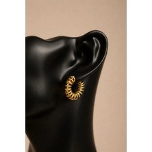 Modern Tasarım Altın Renk Kalın Halka Küpe