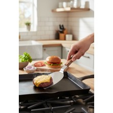 Russet Paslanmaz Çelik Mutfak Spatulası, Smash Burger, Pankek, Keskin Ağız 12CM, Geniş Ağızlı Blz-46