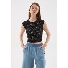 Fashion Friends 25Y0559K1 Kadın Taş Detaylı T-Shirt