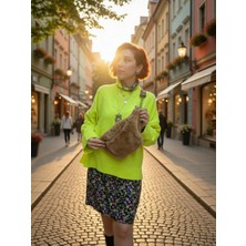 Karan Tuhafiye Peluş Çapraz Askılı Kadın Çanta / Zincir Detaylı / Ayarlanabilir Sap / Astarlı