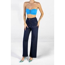 Lacarino 7865 Wıde Leg Crop Kadınjean Pantolon