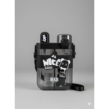 Tumba's Çift Bölmeli Nice Cool Matara, Çift Kapaklı, Pipetli Çocuk Suluk Okul Için Boyun Askılı Suluk