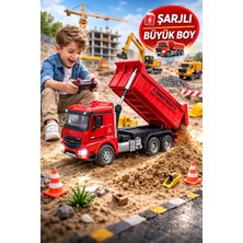 Toyfest Şarjlı Büyük Boy Rc Damperli Inşaat Kamyonu Uzaktan Kumandalı Işıklı Full Fonksiyon
