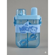 Tumba's Çift Bölmeli Nice Cool Matara, Çift Kapaklı, Pipetli Çocuk Suluk Okul Için Boyun Askılı Suluk