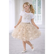 Dıgıl Kids Kız Çocuk Kurdele Desenli T-Shirt Etek Takım