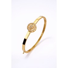 Aydın Kuyumculuk 14 Ayar Altın,baget Taşlı Kelepçe Bileklik AGBLK664