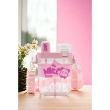 Pofika Çift Bölmeli Nice Cool Matara, Çift Kapaklı, Pipetli Çocuk Suluk Okul Için Boyun Askılı Pembe