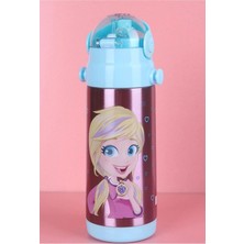 Lila Polly Okul Için Suluk Paslanmaz Çelik Lisanslı Lila 550 ml Pipetli Matara