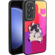 Galaxy A14 Kılıf Parlayan Kabartmalı Ikonik Figürlü Nrtk Amas Silikon Kapak-Mor