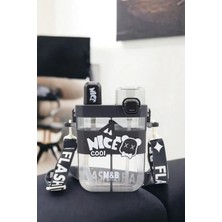 Pofika Çift Bölmeli Nice Cool Matara, Çift Kapaklı, Pipetli Çocuk Suluk Okul Için Boyun Askılı