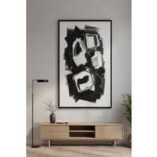 Safir Design Modern Sanat Soyut Siyah Beyaz Çerçeveli Tablo