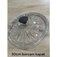 Campout 30CM Büyük Boy Tencere Tava Cam Kapağı Isıya Dayanıklı Borcam Tava Tencere Kapak 30CM