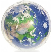 Bestway Dünya Figürlü Işıklı ve Parlayan Şişme Deniz ve Havuz Topu 61CM