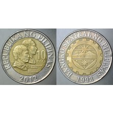 Banknoting Filipinler 10 Piso 2012 Bimetal.