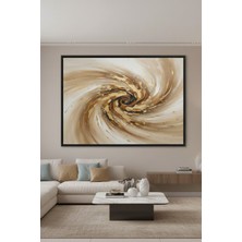 Safir Design Altın Işıltılı Girdap Soyut Çerçeveli Tablo Lüks Görünümlü Çerçeveli Tablo