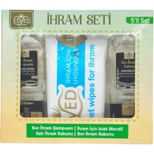 luxurianthome Esved Kokusuz Ihram Seti 5li , Ihram Sıvı Sabunu, Ihram Şampuan, Ihram Sabun, Ihram Islak Mendil