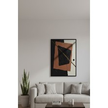 Safir Design Modern Geometrik Formlu Çerçeveli Tablo Kiremit ve Siyahın Uyumu Çerçeveli Tablo