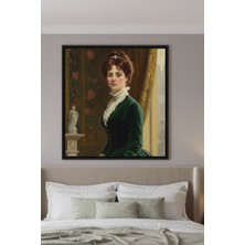 Safir Design Klasik Dönem Yeşil Elbiseli Aristokrat Kadın Portresi Çerçeveli Tablo