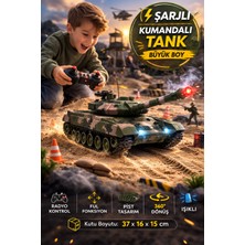 Toyfest Şarjlı Kumandalı Rc Tank 360° Döner Kule Işıklı Paletli Radyo Kontrollü Büyük Boy Model