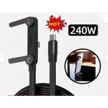 Deyhome 240W Ultra Hızlı Type-C Şarj Data Kablosu Katlanabilir Standlı Ergonomik Tasarım 1.5m Örgülü