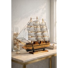 Biton Toptan 40X40 cm El Yapımı Ahşap Yelkenli Gemi Maketi – Prestijli Ofis & Ev Dekoru, Vıp Premium Hediye 532-C