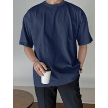 Punix Büyük Beden Özel Seri Baskısız Düz Renk Oversize %100 Pamuk Battal Erkek T-Shırt