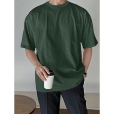 Punix Büyük Beden Özel Seri Baskısız Düz Renk Oversize %100 Pamuk Battal Erkek T-Shırt