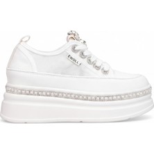 Ayakkabı Fuarı Elit HML2010 Kadın Taşlı Klasik Sneaker Beyaz