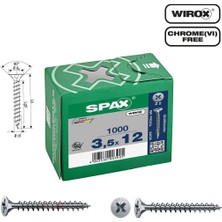 Spax Evrensel Vida 3.5 x 12MM 1.000 Adet Tam Dişli Havşa Başlı Yıldız Z1 Spax-S Versiyon Wırox Kaplama