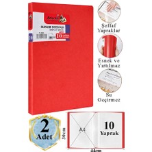 Artlantis Kırmızı Sunum Dosyası 10 Lu 2 Adet Poşet Dosyalı Katalog Dosyası 10 Poşetli Kendinden Dosya Plastik Kapaklı