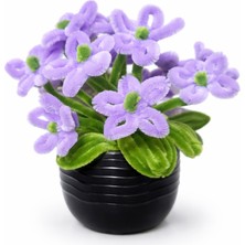 Akın Hediyelik Mor Şönil Yapay Çiçek – Siyah Saksılı Dekoratif Tasarım