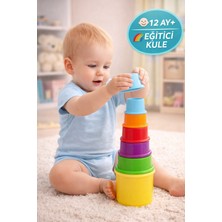 Toyfest Bebek Eğitici Bardak Kule Oyunu 12 Ay+ Renkli Geçmeli Eğlenceli Kule Oyuncağı
