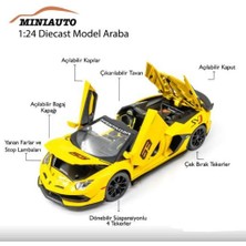 Disney Cars Mınıauto Lamborghini Sarı 1:24 Metal Çek Bırak Kapıları Açılan Sesli Işıklı Araba