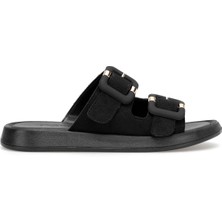 Ayakkabı Fuarı Elit PM543 K842 Kadın Düz Terlik Siyah