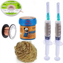 MHM Mechanic Krem Lehim 138°C Sn 42GR Havya Uç Temizleme Flux Lehim Toplama CP-1515 Lehim Emme Teli 1,5 mm SET02
