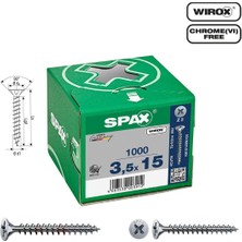 Spax Evrensel Vida 3.5 x 15MM 1.000 Adet Tam Dişli Havşa Başlı Yıldız Z1 Spax-S Versiyon Wırox Kaplama