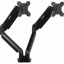 Novis Liora Dark DK-AC-VM200 2 x 17"-32" Monitör Destekli Amortisörlü Masa Monte LCD Monitör ve Tv Kolu