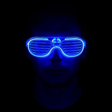 Vice Avm Mavi Led Işıklı Parti Gözlüğü - Neon Glow Şerit Gözlük 3 Modlu GO-53-vice 04267