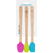 Novis Liora Silver Crest Spt-03 3 Lu Renkli 26CM Uzun Silikon Bambu Spatula Seti
