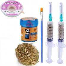 MHM Mechanic Krem Lehim 138°C Sn 42GR Havya Uç Temizleme Flux Lehim Toplama CP-2015 Lehim Emme Teli 2,0 mm SET01