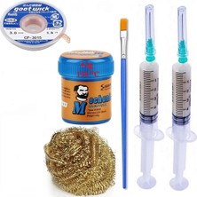 MHM Mechanic Krem Lehim 138°C Sn 42GR Havya Uç Temizleme Flux Lehim Toplama CP-3015 Lehim Emme Teli 3,0 mm SET01