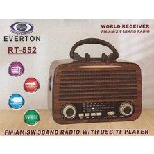 Dukkanıum Everton RT-580 Bluetooth Fm-Usb-Tf-Aux Şarjlı Nostaljik Radyo