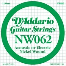 D'addario NW062 Tek Nikel Dişli Elektrik Gitar Teli .062 Kalınlık