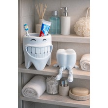 Gülen Diş - Diş Fırçalık & Oturan Diş Dekor Seti Pla – 13 cm & 6 cm  Banyo Organizer
