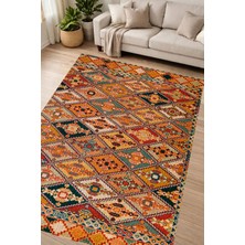 Alanur Home Alanur Kaymaz Yıkanabilir Dijital Baskılı Salon Halısı Yıldız Deri Otantik E6004 Renkli