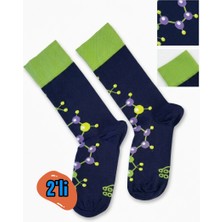 Eminence 2 Çift Unisex Kimya Molekül Desenli Penye Pamuk Çorap