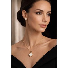 Banum Luxury Şık Çelik Yonca Beyaz Set